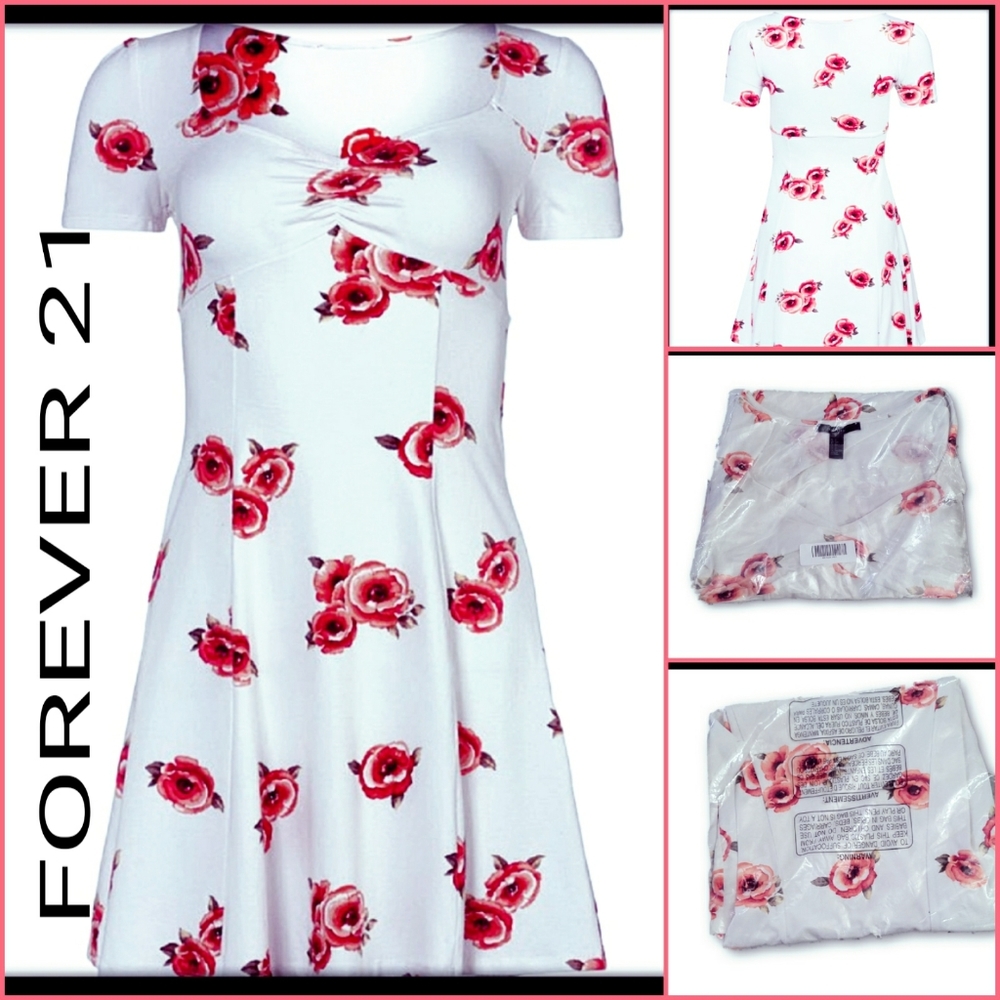 Forever 21 Floral Mini Dress Empire Waist Size Small NWT